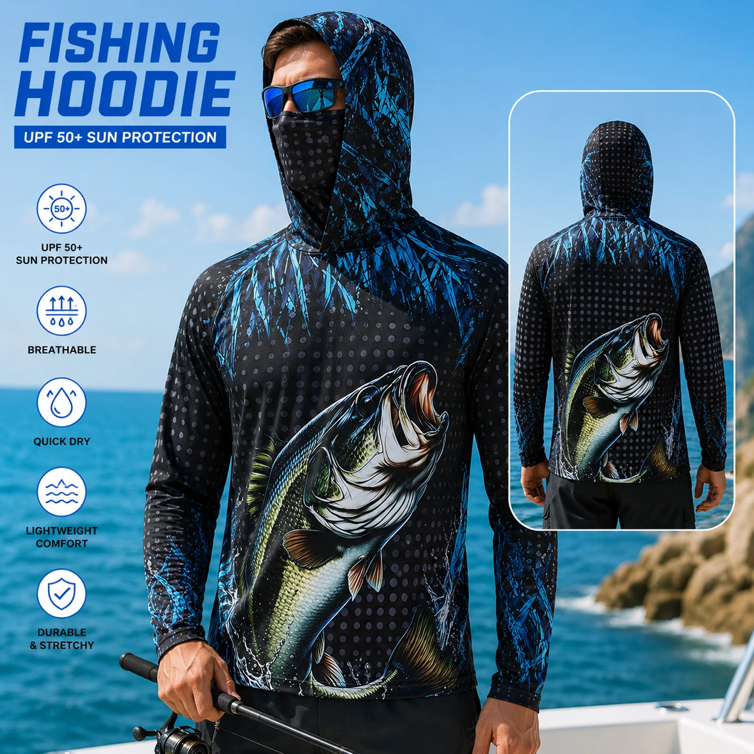 Мужская толстовка для рыбалки  – обзор и цена Fishing Mask Sun Protection